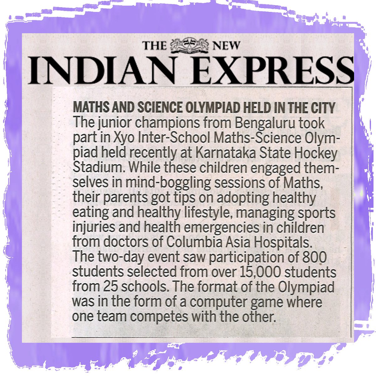 Xyo Maths in Indian Express