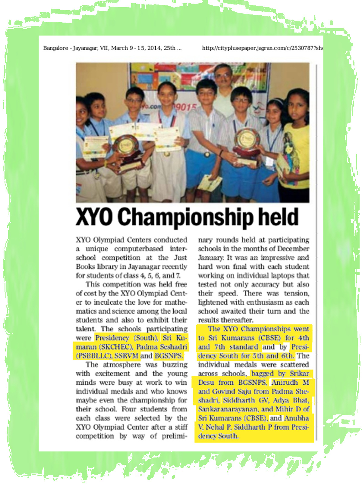 Xyo Maths in City News 2014