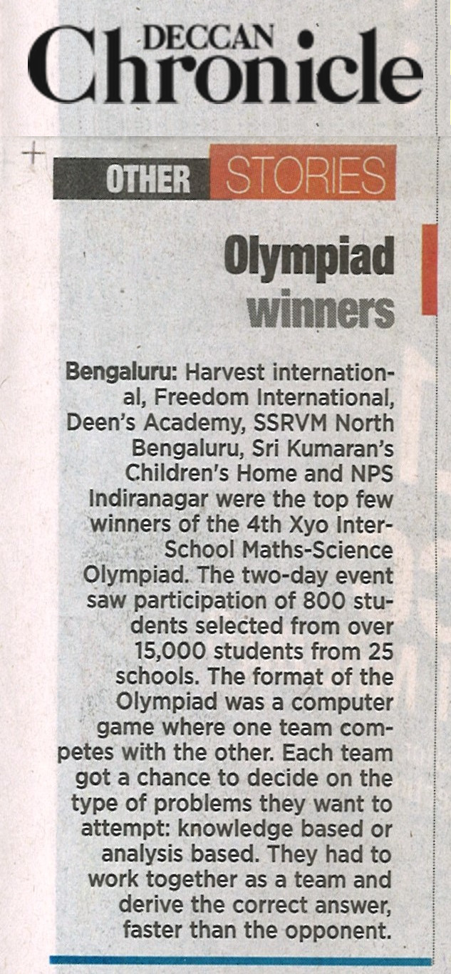 Xyo Maths in Deccan Chronicle
